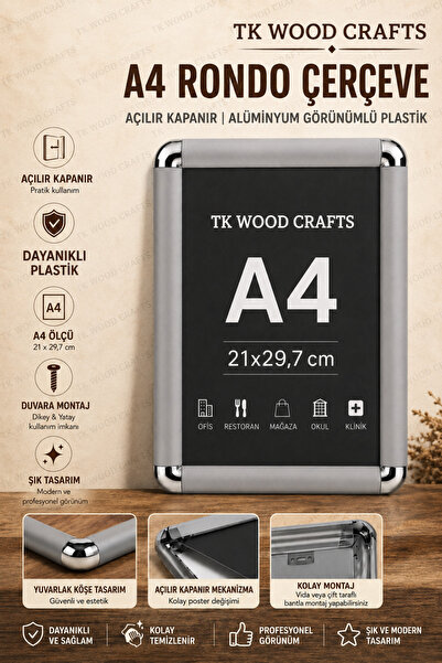 TK WOOD CRAFTS A4 Rondo okvir - Okvir za postere - Okvir za dokumente - Plast...