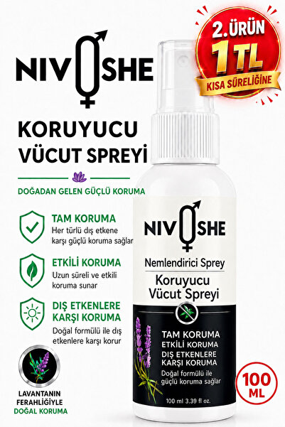 NIVOSHE 100ML Kene ve Sivrisinek Kovucu Lavanta Özlü Bitkisel Sprey Tüm Vücut...