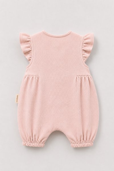 Pmini Ruffled Button Closure Linen Baby Romper