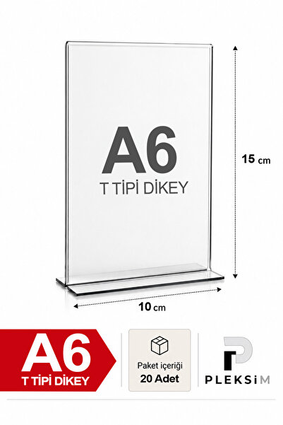 ulusoypleksi 20 Adet A6 T Tipi Dikey 10,5X15 Cm Şeffaf Pleksi Föylük Resimlik...