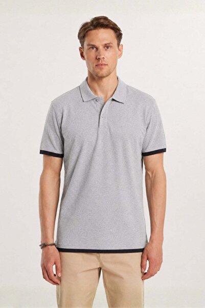 Madmext Μπλουζάκι γκρι Basic Polo Collar 5885