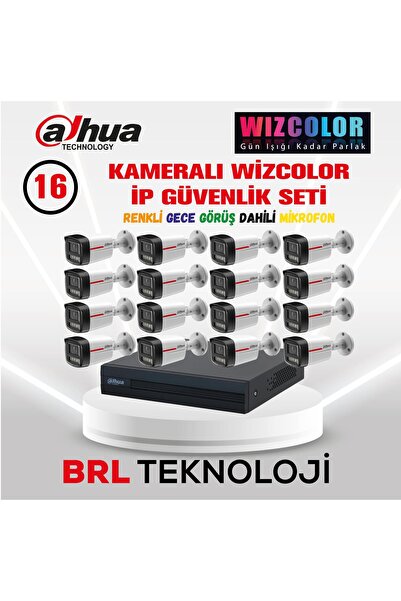 DAHUA 16 Kameralı 4 MP WizColor Dahili Mikrofonlu İp Güvenlik Kamera Seti