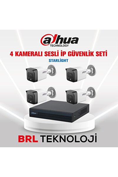 DAHUA 4 Kameralı 2 Mp Sesli İp Güvenlik Kamera Seti IPC-HFW1230TC1-SA