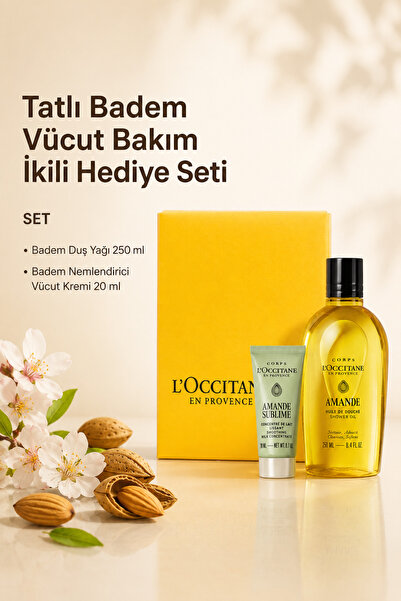 L'Occitane Badem Vücut Bakım İkili Hediye Seti, Özel Kutulu, Besleyici ve Nem...