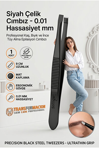 Transformacion Siyah Çelik Cımbız - 9 cm Düz Kare Uçlu, 0.01 mm Hassas Kavram...
