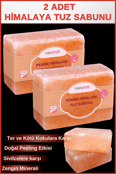 Hanzade Bitkisel Himalaya Tuz Sabunu 300-350 Gr x 2 Adet Zengin Mineralli Doğ...