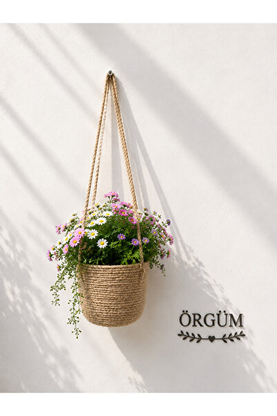 ÖRGÜM Çiçeklik Dekoratif Saksılık 15x15 Cm BİTKİ VE ASMA APARATI DAHİL DEĞİLDİR