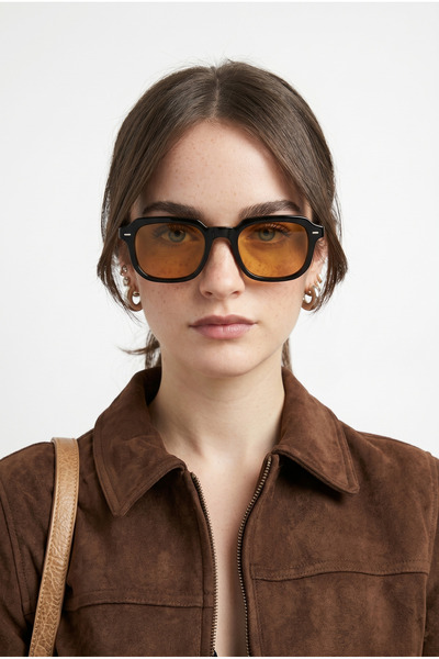 Houseofeyeris Embera — Black Frame Orange Lens Rectangular Sunglasses Uv400 U...