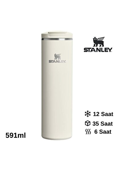 Stanley كوب ترانزيت فليب توب سعة 0.59 لتر، كوب ترمس، قارورة ماء، لون بيج