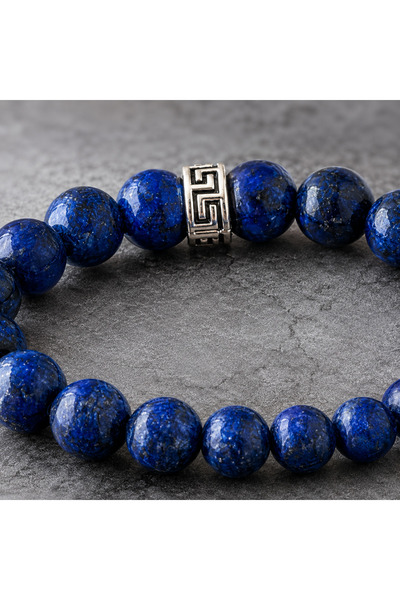 Perlavita Bracelet Natural Stone Crimped Lapis Lazuli 8 mm - Communication, Focus, and Wisdom