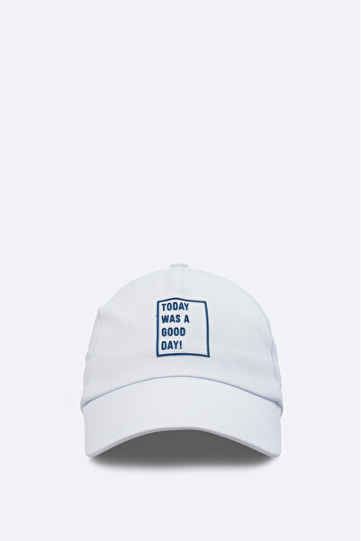 Avva Men's White 100% Cotton Slogan Printed Sports Cap A31Y9205