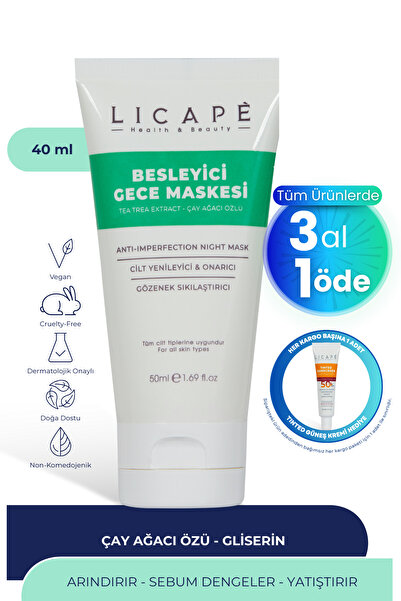 Licape Besleyici Gece Maskesi ( Çay Ağacı Özlü ) 50ml