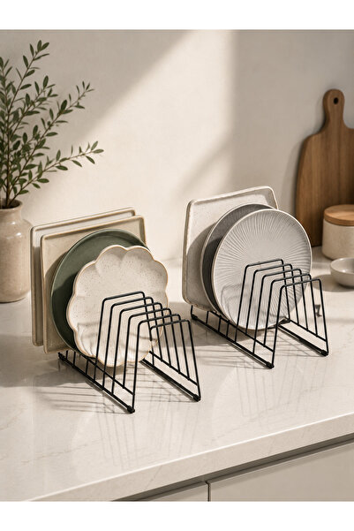 TncPatiShop 2'li Set 10 Bölmeli Metal Tabaklık Rafı Tabak Kurutmalık Tencere ...