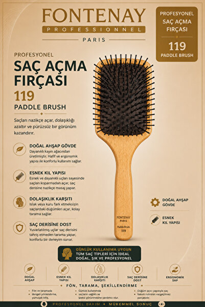 Fontenay Perie pentru deschiderea părului 119 Paddle Brush