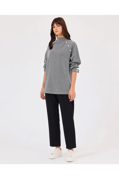 SCL guler ridicat detaliu cu nasturi swea tricou