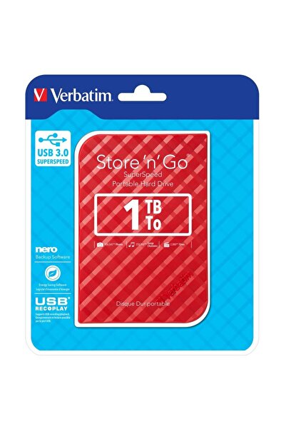 Verbatim Hard disk extern Store & Go G2 2.5 inch 1TB USB3.0, Roșu