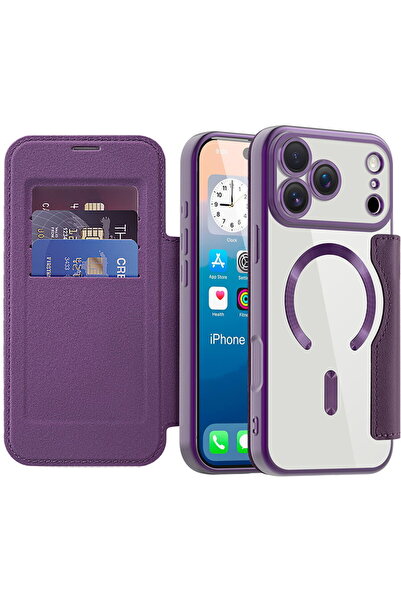 Techsuit Калъф за iPhone 17 Pro Max - SmartMag Book Case - Лилав