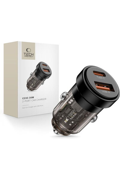 Tech-Protect USB-A + USB-C CC03 PD QC3.0 30W Negru