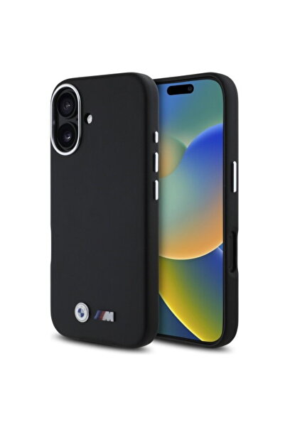 BMW iPhone 16 - Husă din piele M netedă, cu acoperire completă, metalică (BMH...
