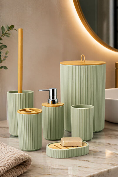 Vichy 6-Piece Bathroom Set Soap Dispenser Toothbrush Holder Liquid Soap Dispe...