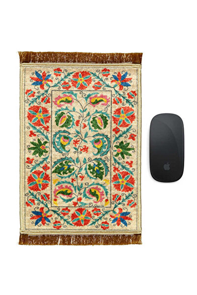 Bursa İpek Cream Decorative Small Carpet Mousepad