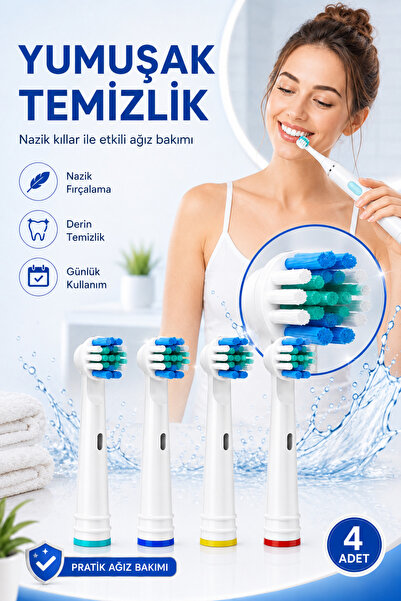 Factorial 4 Adet Şarjlı Elektrikli Diş Fırçası Başlığı Pilli Uyumlu 4 Adet Fo...