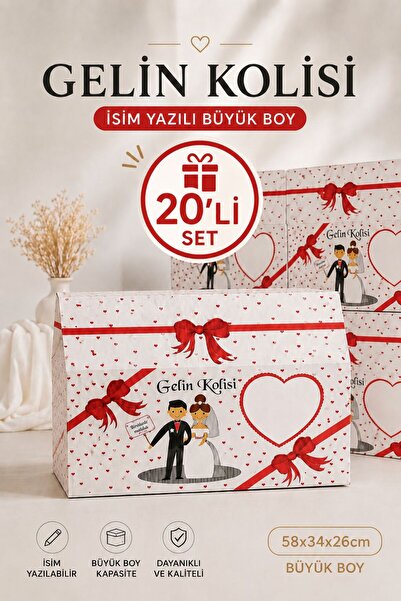UMAY HOME İsim Yazılabilir Kişiye Özel Çeyiz Kolisi 58x34x26 cm Büyük Boy Gel...