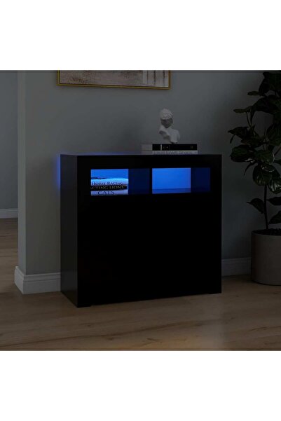 Concept Servantă cu lumini LED, negru, 80x35x75 cm