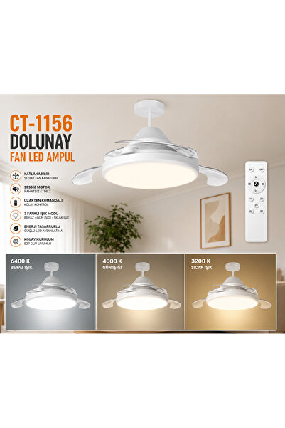 Cata CT-1156 DOLUNAY FAN LED IŞIKLI HAYALET PERVANELİ TAVAN TİPİ VANTİLATÖRÜ