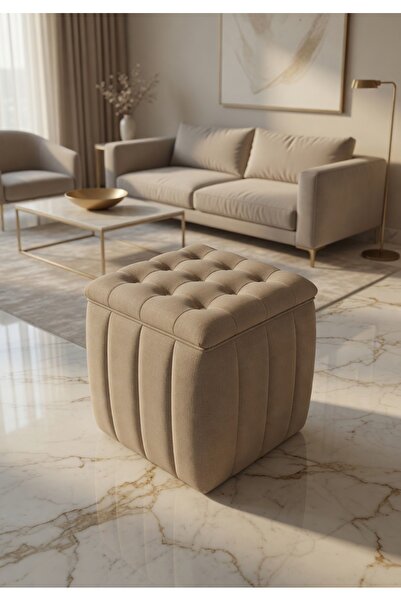 Tasarım Yeni Sezon İthal Kumaş Puf 40x40 cm – Ultra Yumuşak, Lüks Dokulu, Pre...