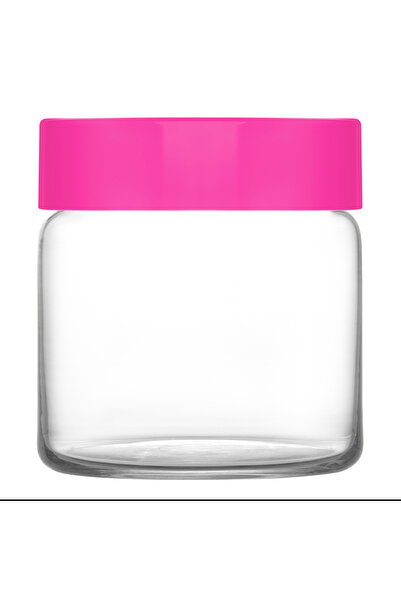 LAV Novo Cam Kavanoz 3'lü Orta Boy 635 ml Pembe Plastik Kapaklı (Erzak Saklam...
