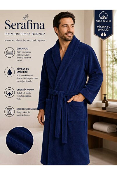 Serafina %100 PAMUK UNISEX YÜKSEK SU EMİCİLİĞİ BORNOZ