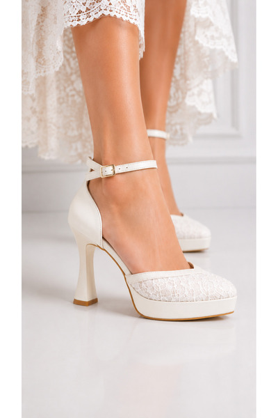 moon glow Women's Platform Heeled Bridal Shoes Stylish Bridal Wedding Lace-Up...