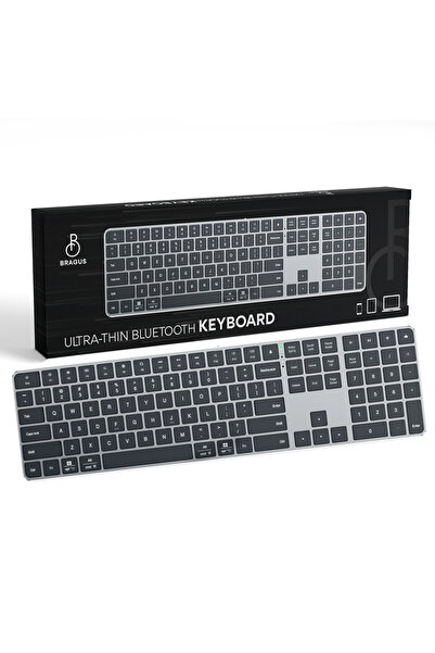 BRAGUS Tastatură wireless reîncărcabilă, Bluetooth 5.2, 500mAh, Ultra subțire...