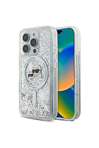 Karl Lagerfeld Case for iPhone 16 Pro - Liquid Glitter MagSafe (KLHMP16LLGKCS...