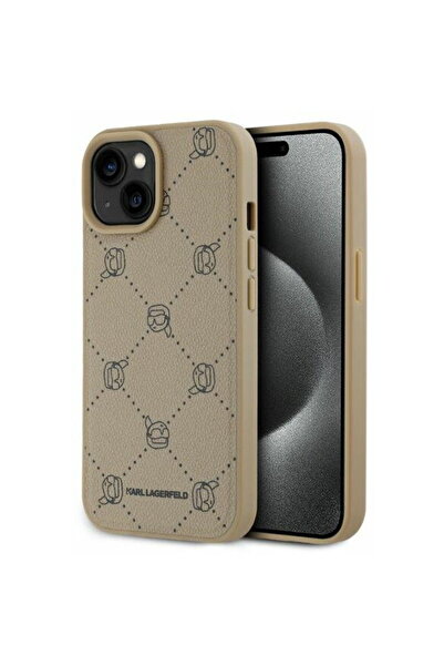 Karl Lagerfeld Husă iPhone 15 - Piele MagSafe (KLHMP15SPGKHPHE) - Bej Karl Head