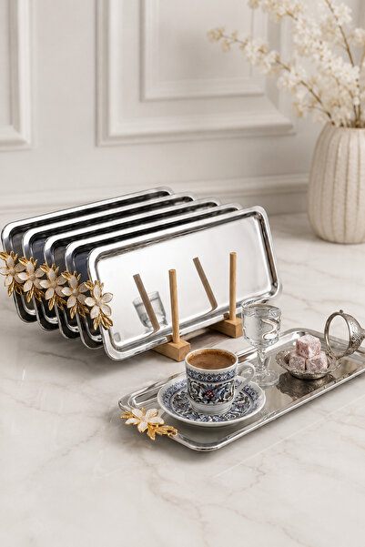 Maglor Lüx 6 lı Papatya Aksesuarlı Baton (Dikdörtgen) 13x33 Paslanmaz Çelik T...