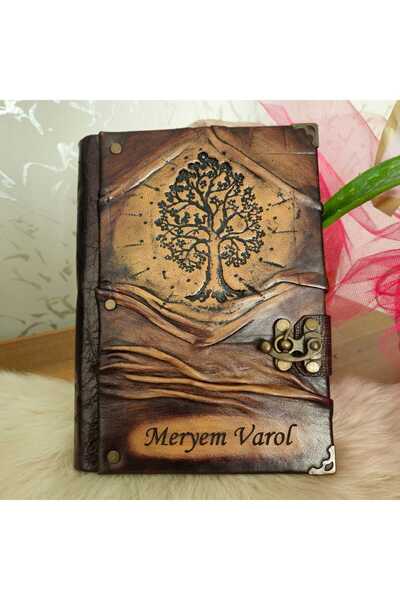 Legend Deri HAYAT AĞACI Temalı Hakiki Deri Şamua Kraft Kağıt Hediyelik Anı Gü...