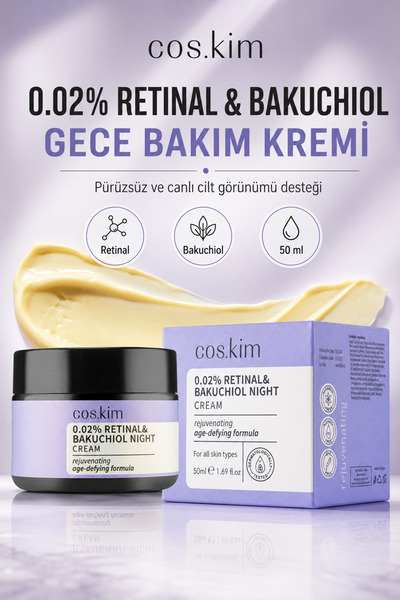 Cos.kim Retinal & Bakuchiol Yaşlanma Karşıtı Gece Kremi | Retinal & Bakuchiol...