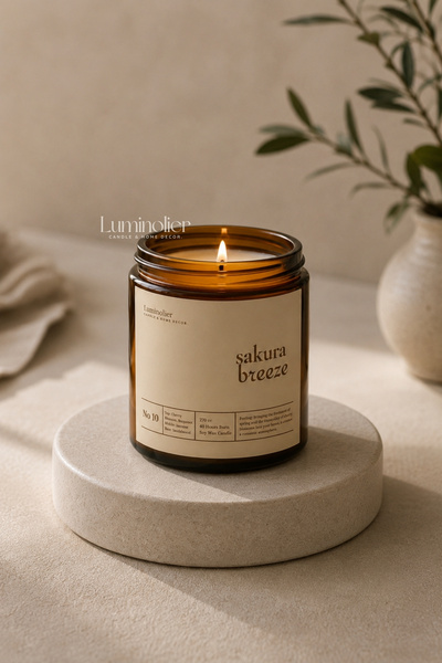 Luminolier Kiraz Çiçeği, Vanilya & Bergamot Kokulu Mum - %100 Doğal Soya Mumu...