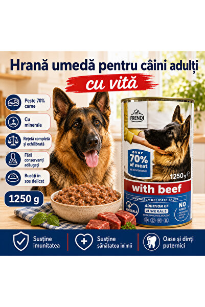 FRENDİ Hrana umeda pentru caini cu vita, conserva 1250 g