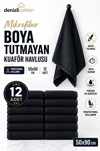 denizlicotton Kuaförlere Özel Boya Tutmayan Mikrofiber Saç Havlusu 50x90 cm 1...