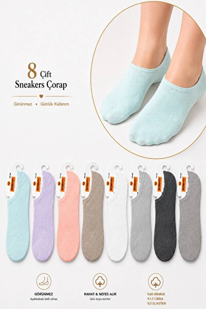WORTHY SOCKS 8 Pack Women's Patterned Cotton Invisible Sneaker Socks