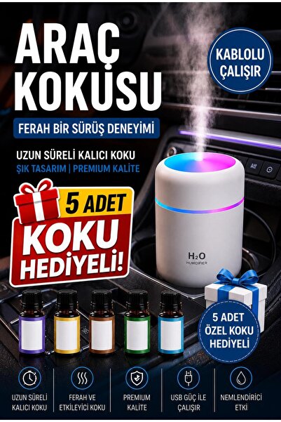 luvroshe +5 Adet Koku Hediyeli Araba Kokusu Hava Nemlendirici Cihaz Araç Koku...