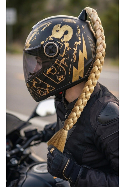 Hediyehanem Motor & Motosiklet Açık Sarı Tek Örgü Saç Kask Dış Aksesuar