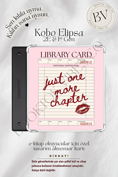 BookTok Vibes Co. Kütüphane Kartı Temalı Pembe Insert - Kindle ve Kobo E-Kita...