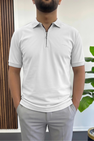 Edwox Men's Cotton Soft Polo Collar T-Shirt White Edw500