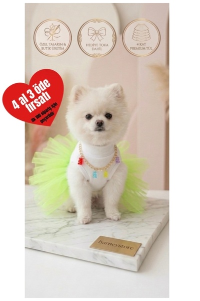 Barneystore Kedi Köpek Jelibon Kolyeli Tütü Elbise