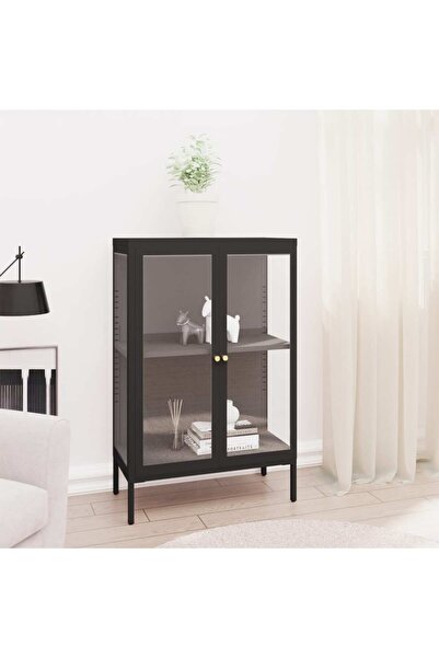 Concept Servantă, negru, 75x35x105 cm, oțel și sticlă