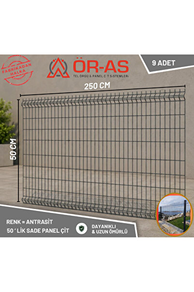 ÖR-AS TEL ÖRGÜ & PANEL ÇİT SİSTEMLERİ Bahçe Teli Panel Çit 50 cm x 250 cm = 9...
